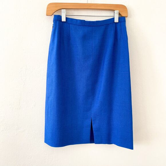 Vintage Bill Blass 2 PC Skirt Suit Blazer Color Block White Blue Women's Size 8 - Picture 7 of 9